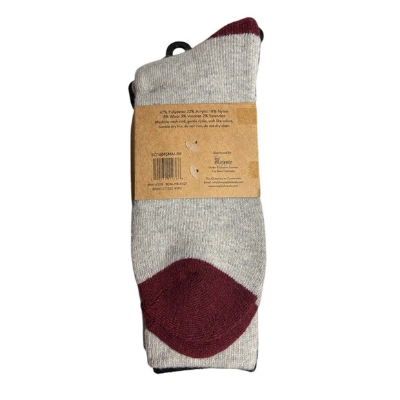 Born Boot Socks Wool Blend Black Burgundy Gray 2 Pairs Men’s Shoe Size 6-12 - Picture 5 of 7